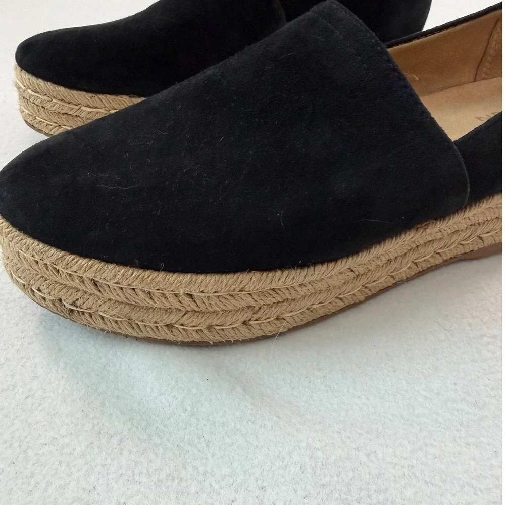 Naturalizer Black Suede Espadrille Platform Loafers‎ Boho Minimalist Shoes 9.5M